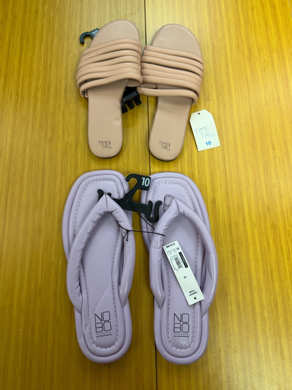 Lot Of 2 TIME and TRU Womens Sandals Size 10 Multi Band Slides Blush Purple